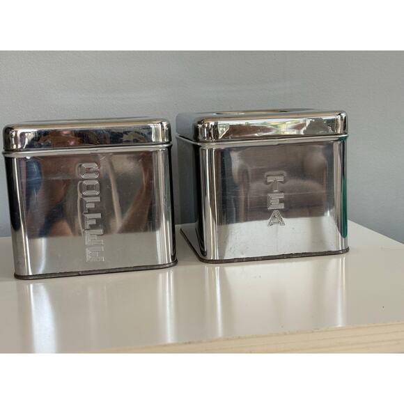 Lincoln Beautyware Canister Set Coffee & Tea Chrome Metal - Picture 1 of 8